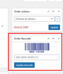 Order barcode on Custom number